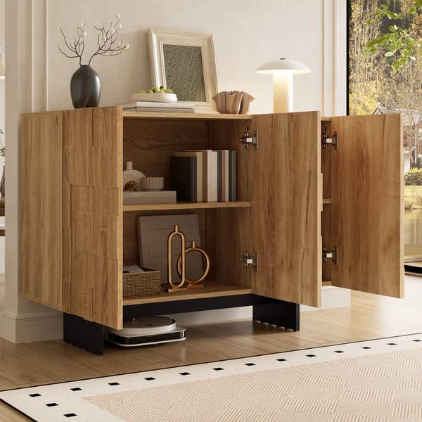 Dressoir MUTIM  Ⅱ bruin - plaatmateriaal op houtbasis - 34 x 76 x 105 cm