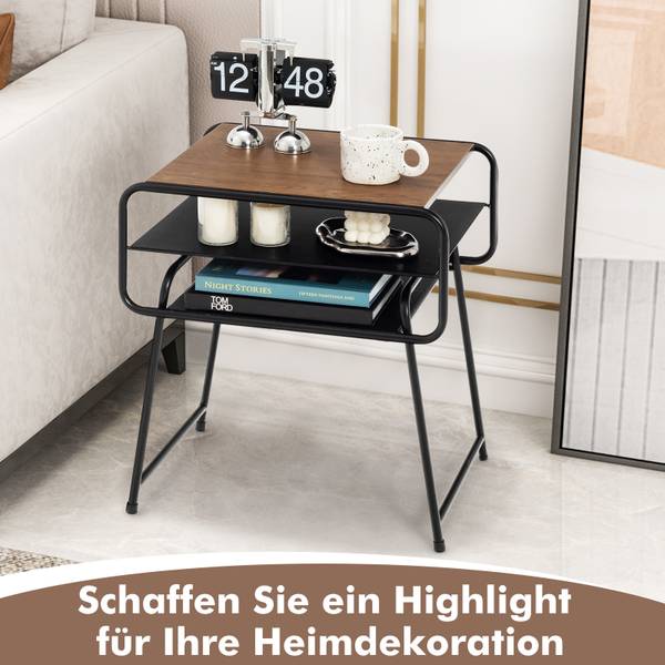 3 Ebenen Beistelltisch Schwarz - Holzwerkstoff - 40 x 55 x 50 cm