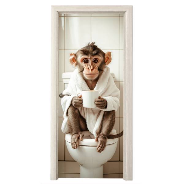 FOTOTAPETE TÜR Affe Badewanne 85 x 205 cm