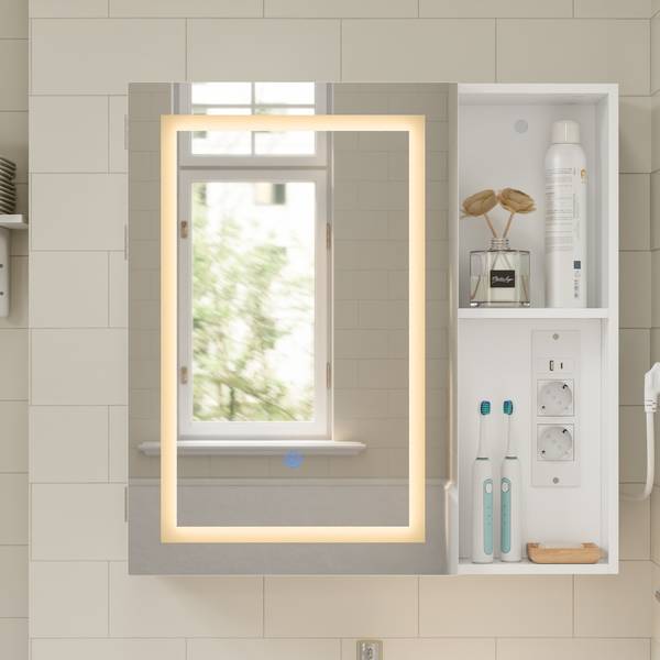 Spiegelschrank BZR239-E-W Weiß - Holzwerkstoff - 16 x 60 x 60 cm