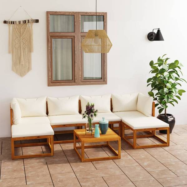 Mobilier de jardin 3009697-10 lot de 7 Blanc - Bois massif - 68 x 29 x 68 cm