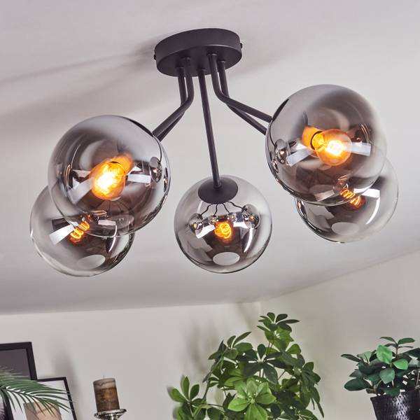 Deckenleuchte Fossobiubo Grau - Silber - Aluminium - Klarglas - 32 x 29 x 105 cm