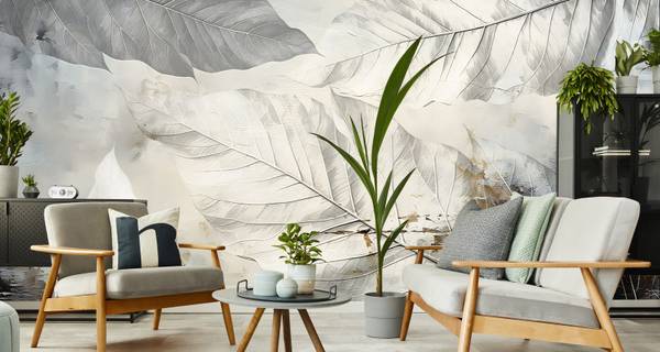 Vlies-Fotobehang ABSTRACT Natuur Muur lichtgrijs - 400 x 280 x 280 cm