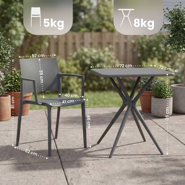 Gartensitzgruppe Pula (3-teilig) Lavagrau