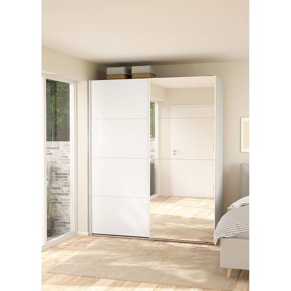 Kledingkast Bergamo wit - plaatmateriaal op houtbasis - textiel - 179 x 221 x 67 cm