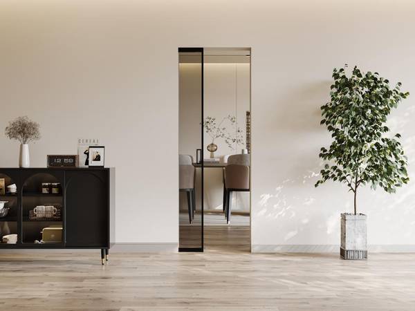 Schiebetür LINCI Schwarz - Metall - 93 x 205 x 93 cm