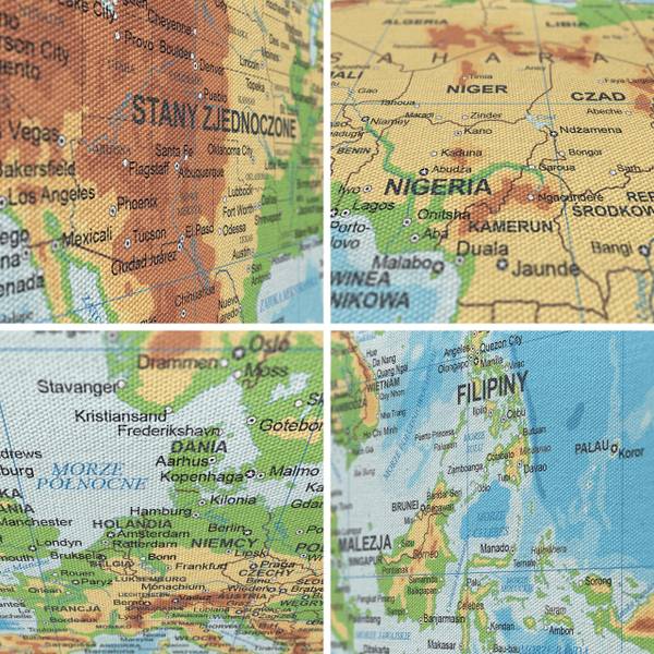 Afbeelding Canvas Wereldkaart GEOGRAFIE 100 x 70 x 70 cm