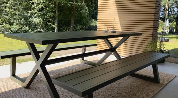 Picknicktisch Dex Grün - Aluminium - 186 x 77 x 200 cm