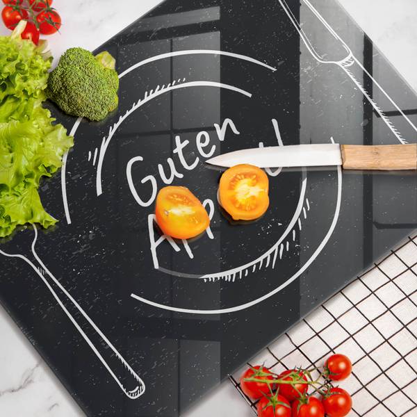 Schneidebrett Guten Appetit! Schwarz - Glas - 40 x 52 x 1 cm