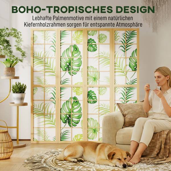 Paravent 83C-188V00GN Massivholz - 2 x 170 x 160 cm
