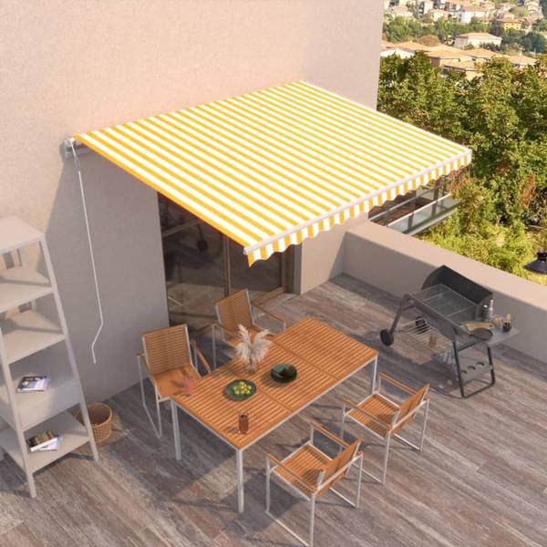 Auvent rétractable 3006541-2 Jaune - Polyester - Aluminium - 350 x 350 x 400 cm