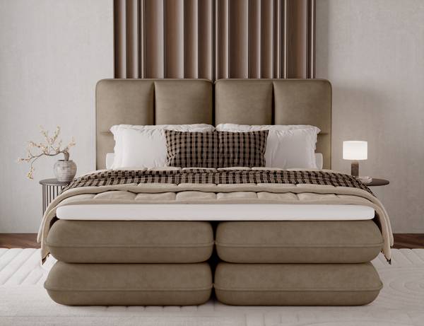 Box spring lit Stefan Marron café