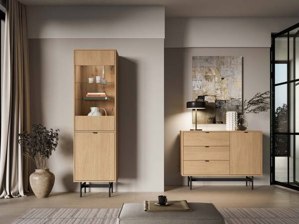 Vitrine HEGGERS Braun - Aluminium - Melamin - 55 x 170 x 40 cm