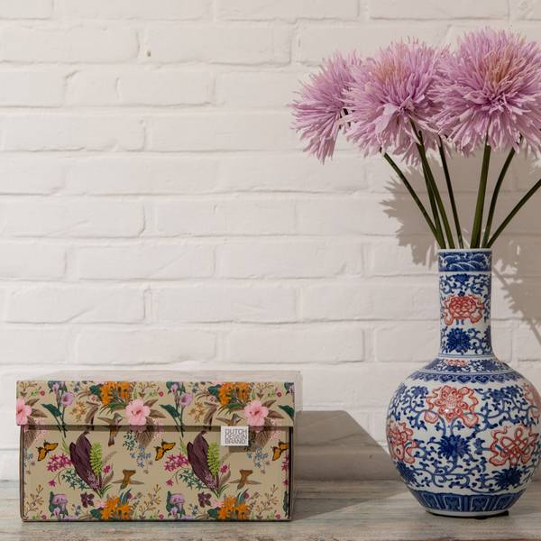 Speicherbox Botanical 2er Set Creme - Orange - Pink - Violett - Fassungsvermögen: 11 L