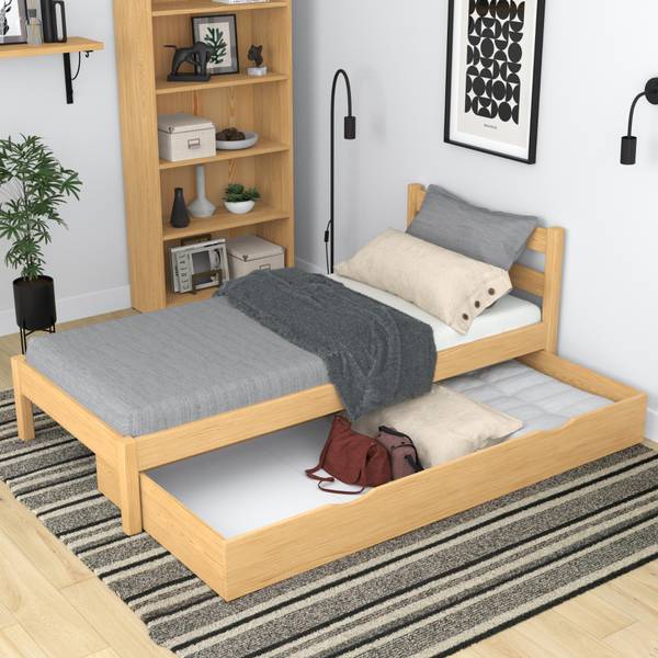 Einzelbett N01 mit Schublade Braun - 128 x 198 cm