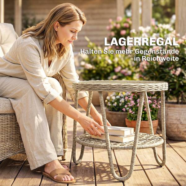 Outdoor Beistelltisch 867-317V00YL Gelb - Sicherheitsglas - Polyethylen - 65 x 50 x 65 cm