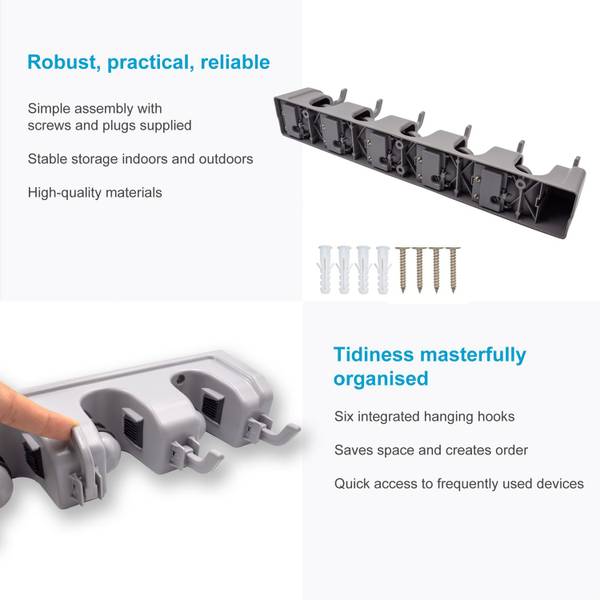 Gerätehalter Gustav Grau - Kunststoff - 12 x 7 x 43 cm