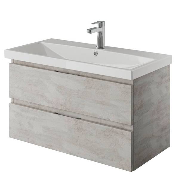 Badmöbel-Set VILLATORO-66-33 2er-Set Grau - Holzwerkstoff - 90 x 200 x 45 cm