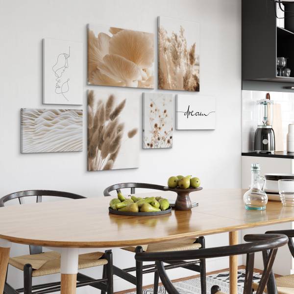 Afbeeldingen NatuurBOHO Stijl Set Van 7 beige - zwart - bruin - grijs - wit - linnen - 110 x 80 x 80 cm