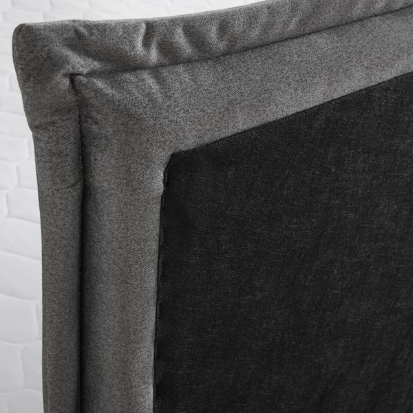 Boxspringbett LEONORA Grau - Massivholz - Textil - 202 x 115 x 212 cm