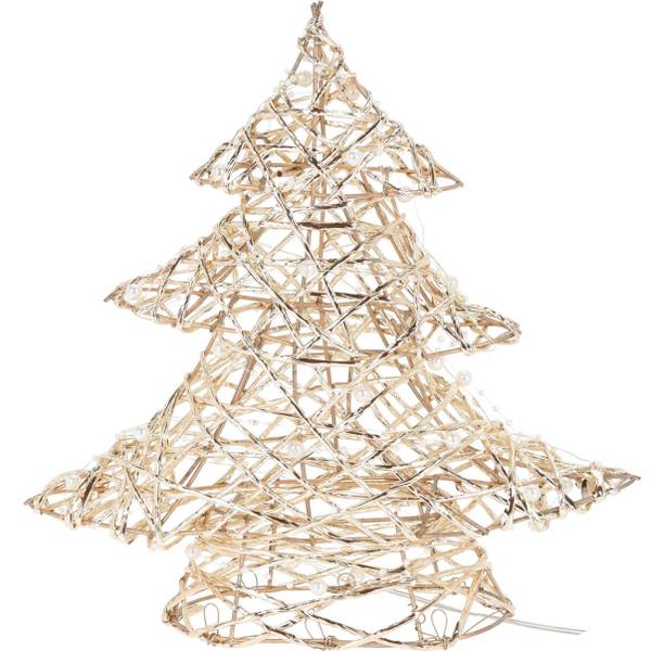 Weihnachtsbaum aus Metall, 20 LED, 30 cm Gold - Naturfaser - 9 x 30 x 30 cm