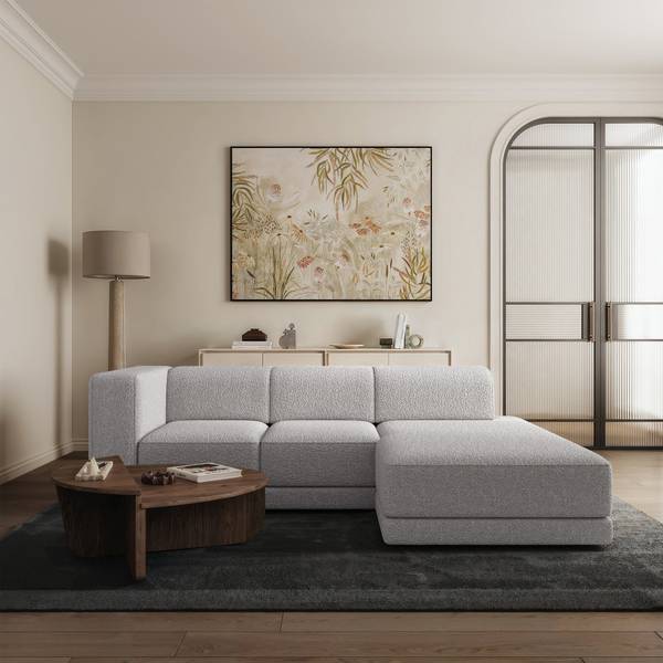 Ecksofa Novals Hellgrau - Bouclé - Polyamid - Webstoff