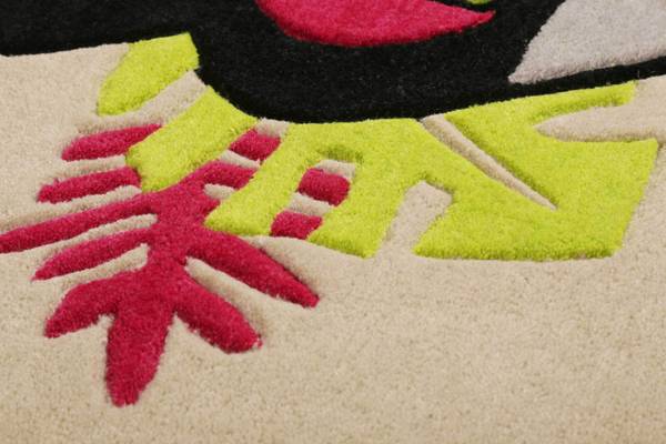Kinderteppich E-Toucan Beige - Pink - Polyester - 100 x 2 x 100 cm