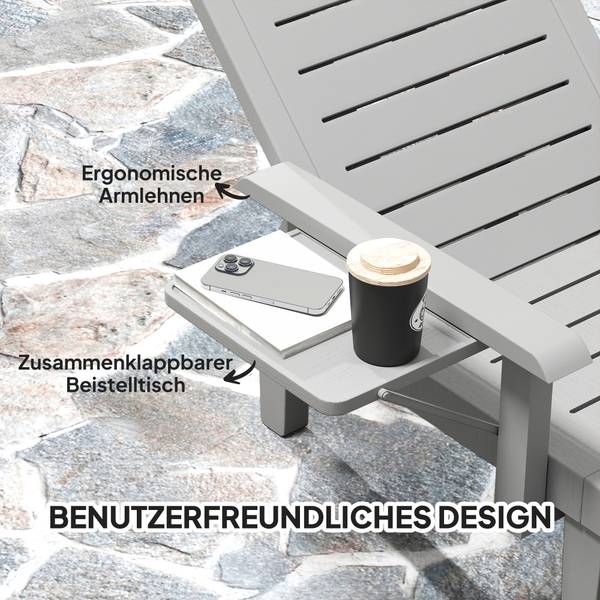 Sonnenliege 84G-789V00LG Grau - Kunststoff - 79 x 88 x 158 cm