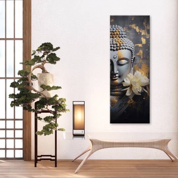 Wandbild buddhas gesicht abstraktion 30 x 90 cm
