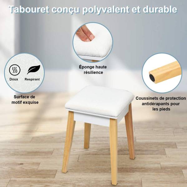 Coiffeuses enfant TI88355FR Blanc - Bois manufacturé - 40 x 115 x 74 cm