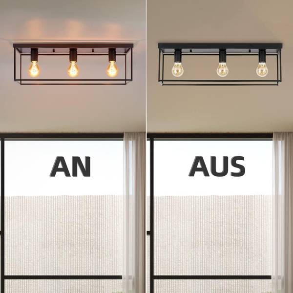 Deckenleuchte Ignaz 3-flammig Schwarz - Metall - 15 x 20 x 60 cm