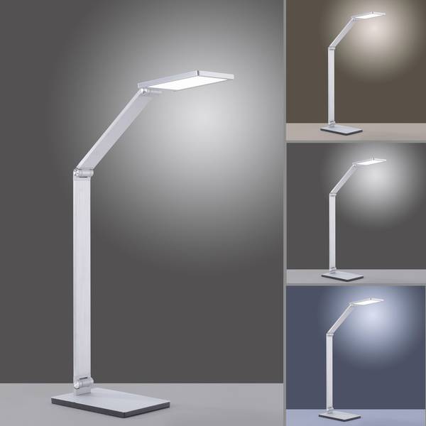 LED Tischleuchte Q-HANNES Smart Home Grau - Aluminium - 12 x 76 x 39 cm