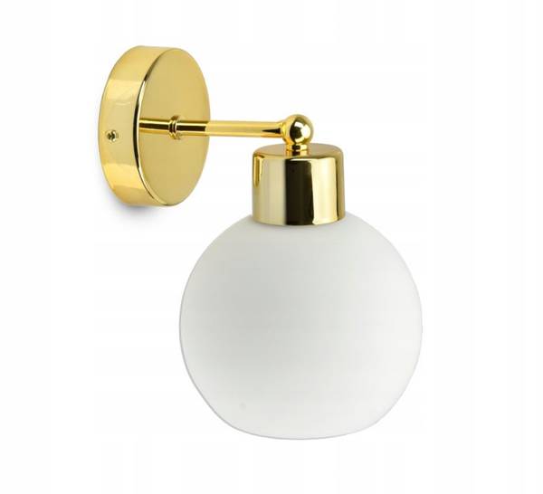 Goldene Milchglas Wandleuchte I Gold - Weiß - Farbglas - 14 x 22 x 19 cm
