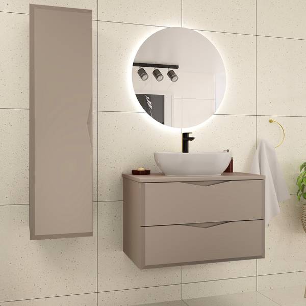 Waschtisch Ellie Beige - Holzwerkstoff - 81 x 53 x 47 cm