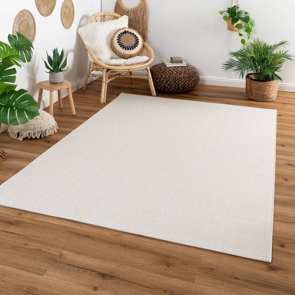 Outdoorteppich Melbu Weiß - Polypropylen - 80 x 150 cm