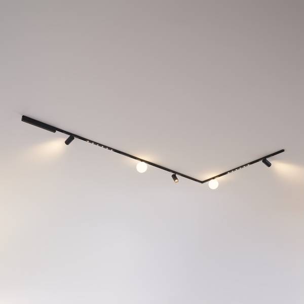 LED-Schienensystem Lyne Schwarz - Metall - 100 x 12 x 200 cm