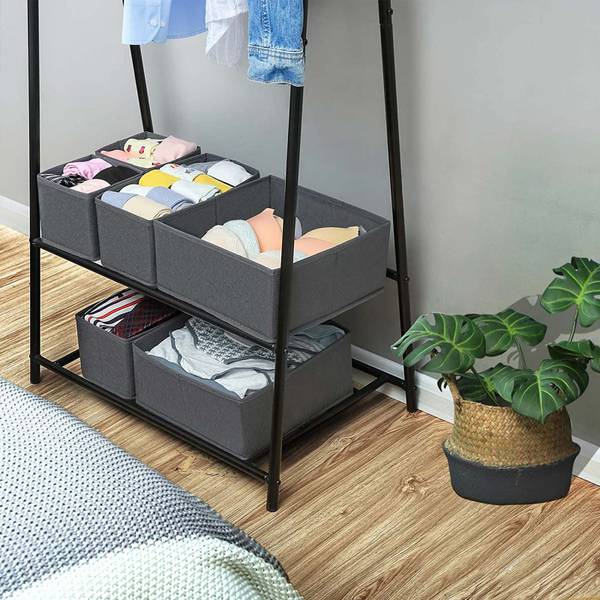 6er-Set Aufbewahrungsbox für Schubladen Grau - Textil - 28 x 13 x 28 cm