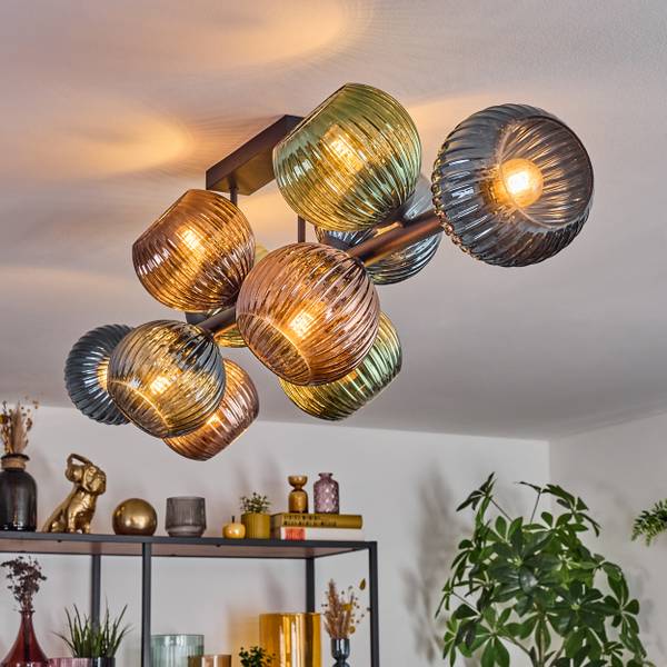 Deckenleuchte Fossobiubo Blau - Grün - Aluminium - Klarglas - 29 x 33 x 117 cm