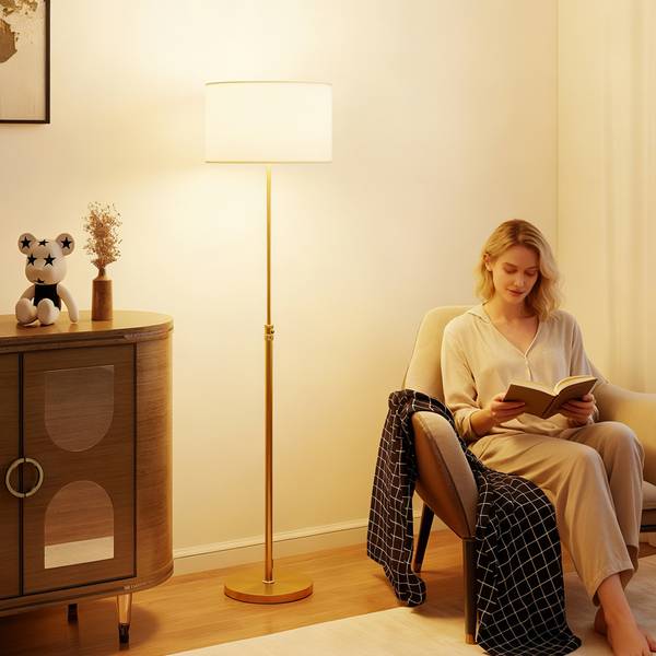 Staande lamp B31-625V91GD goud - linnen - staal - 40 x 168 x 40 cm