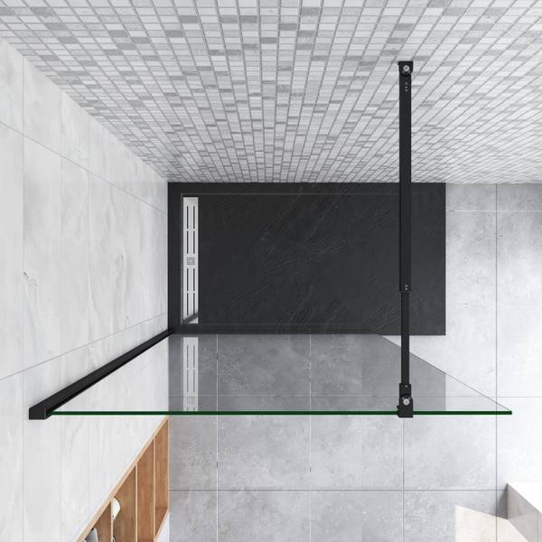 schwarze Duschwand Walk-In Schwarz - Sicherheitsglas - 60 x 200 x 1 cm