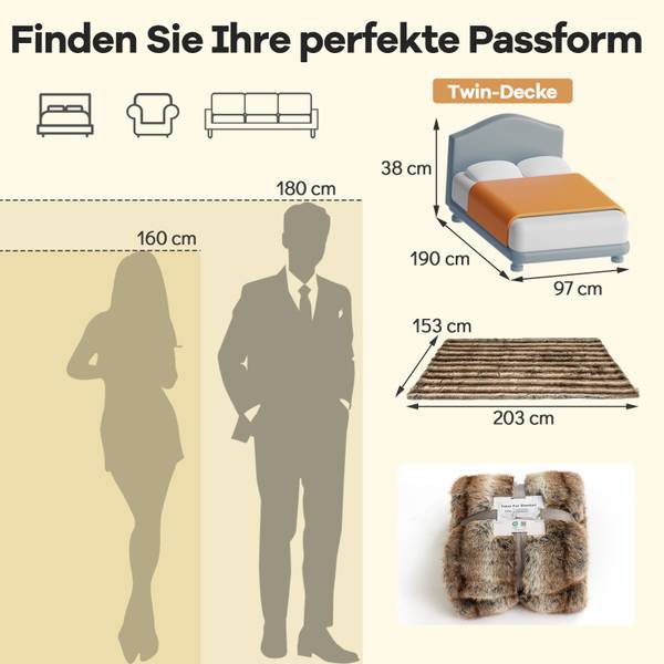 Kuscheldecke TG33532LE Braun - Textil - 203 x 1 x 153 cm