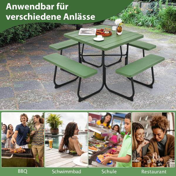 Picknicktisch ZB33487XE+DE Grün - Metall - 170 x 76 x 170 cm