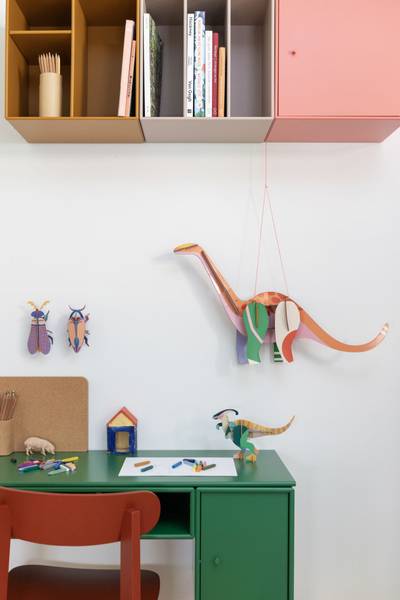 Wandobjekt Leuchtender Dinosaurier Naturfaser - Papier - 14 x 35 x 57 cm