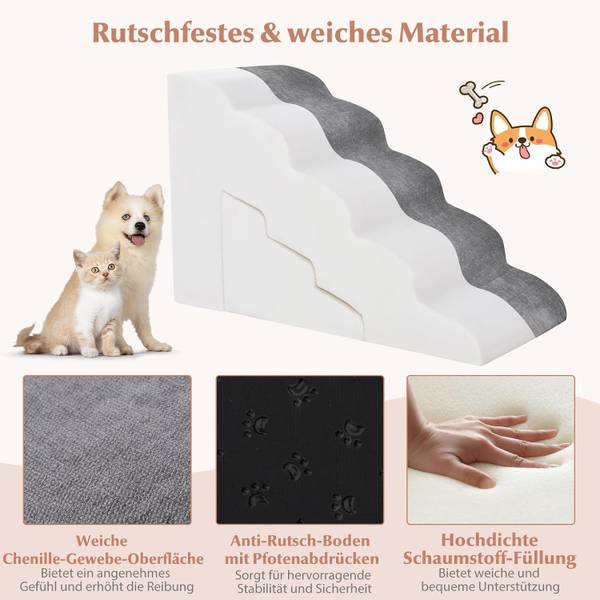 Hundetreppe BI32294 Grau - Textil - 40 x 56 x 83 cm