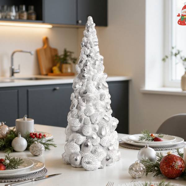 Weihnachtsbaum-Skulptur HTHD0184 Silber - Harz - 19 x 46 x 18 cm