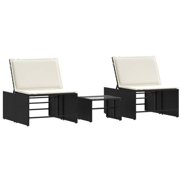 Sonnenliege 3033813 (2er Set) Schwarz