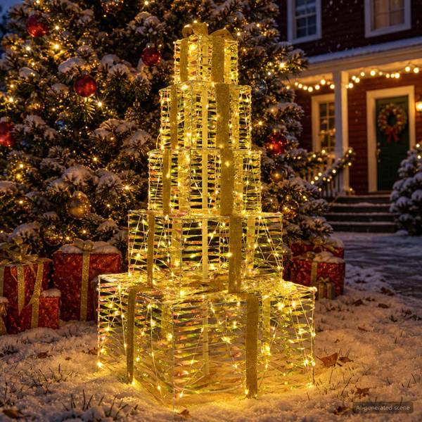 LED-Weihnachtsgeschenke  42049490 Weiß - Kunststoff - 56 x 120 x 56 cm