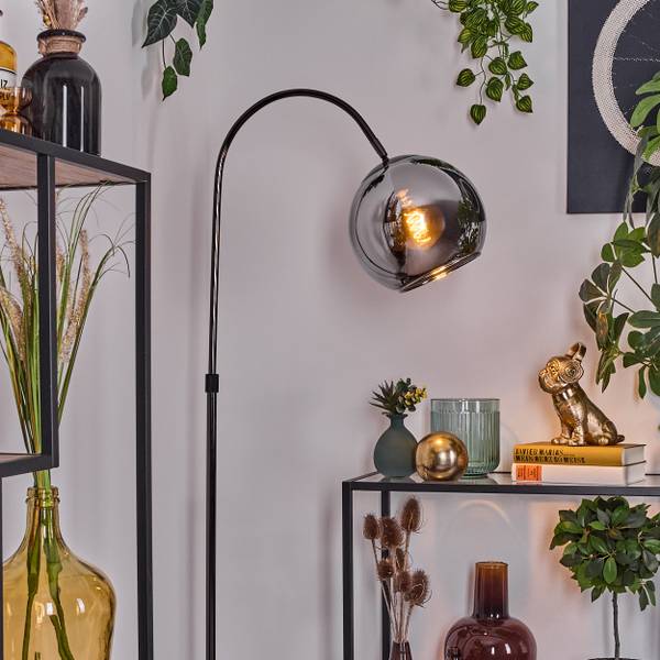 Stehlampe Cesaro Grau - Silber - Aluminium - Klarglas - 52 x 140 x 90 cm