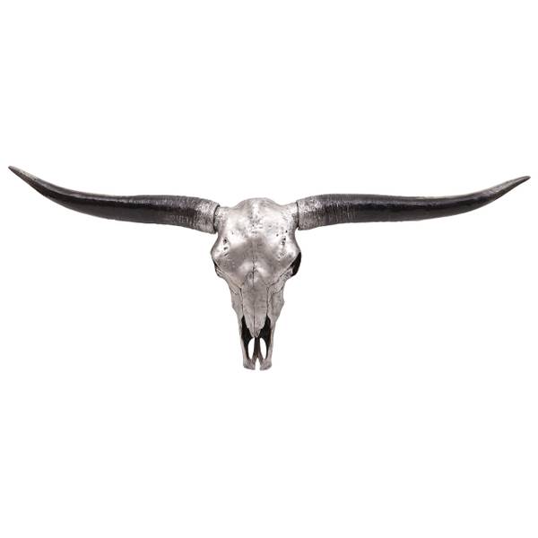 Deko Schädel A14 Stier Silber / Grau - Silbergrau