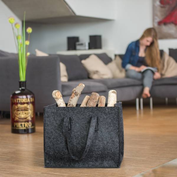 9x Sacs à bûches en feutre anthracite Anthracite
